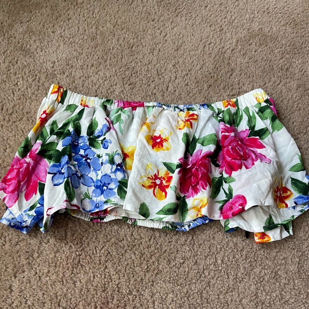 Forever 21 Floral Off The Shoulder Crop Top